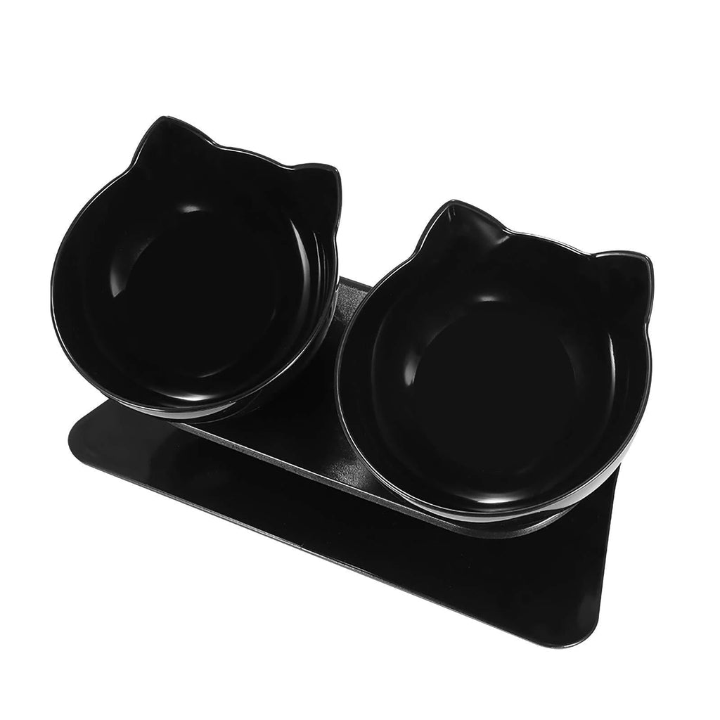 Cat Bowls with 15 ° Incline Angle, Cat Bowls with Stand, Pet Water Bowls with Anti-slip Design Black - PawsPlanet Australia