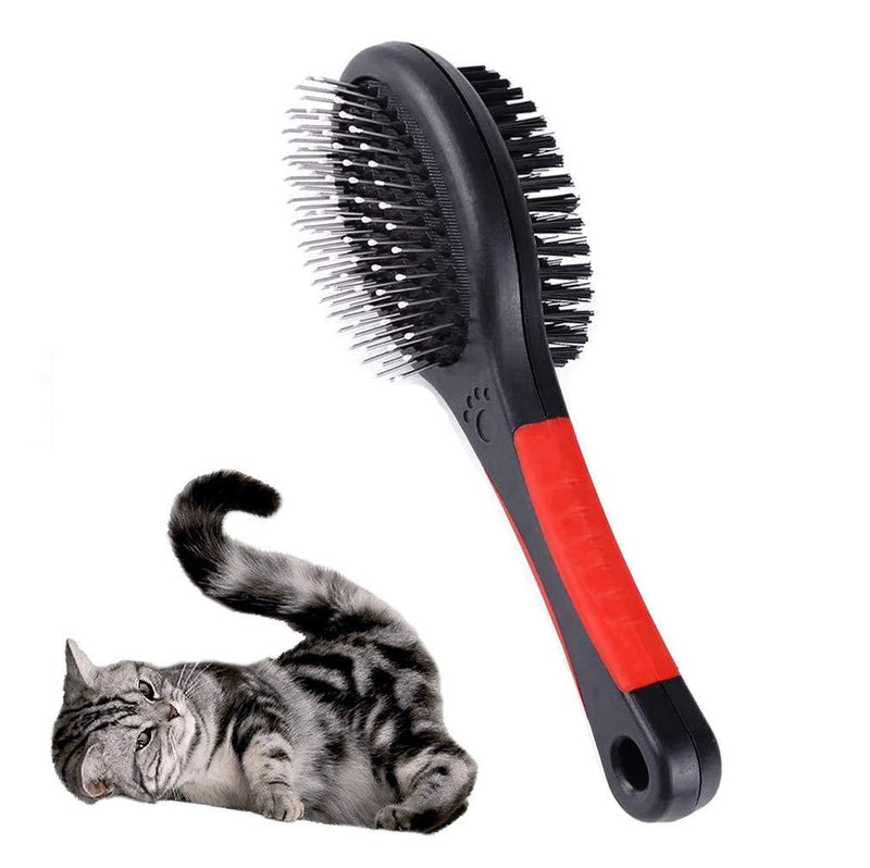 Smileuep Double Sided Cat Grooming Brush, 2 Sided Soft Cat Brush, Pet Grooming Comb for Short Haired Cats and Dogs Double-Sided - Large - PawsPlanet Australia