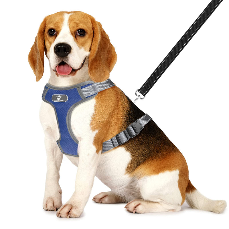 EEEKit Dog Harness with Leash, Extra Large Dog Harness No Choke Adjustable Pet Reflective Oxford Soft Vest for X-Large Dogs Easy Control Harness Blue - PawsPlanet Australia