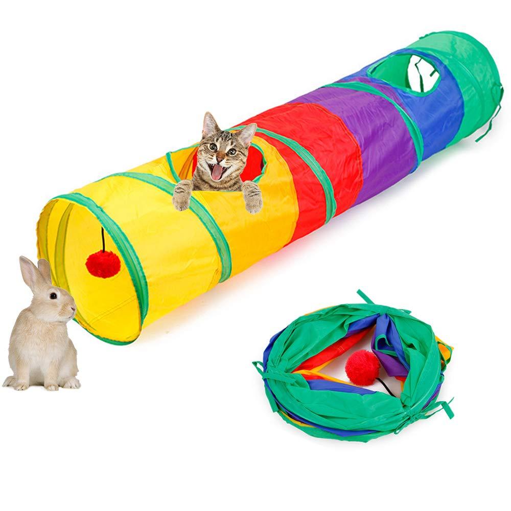 ASOCEA Cat Toys Collapsible Tunnel Rainbow Splice Cat Tunnel for Most Cats Indoor and Outdoor Exercising Hiding Training and Running with Fun - PawsPlanet Australia