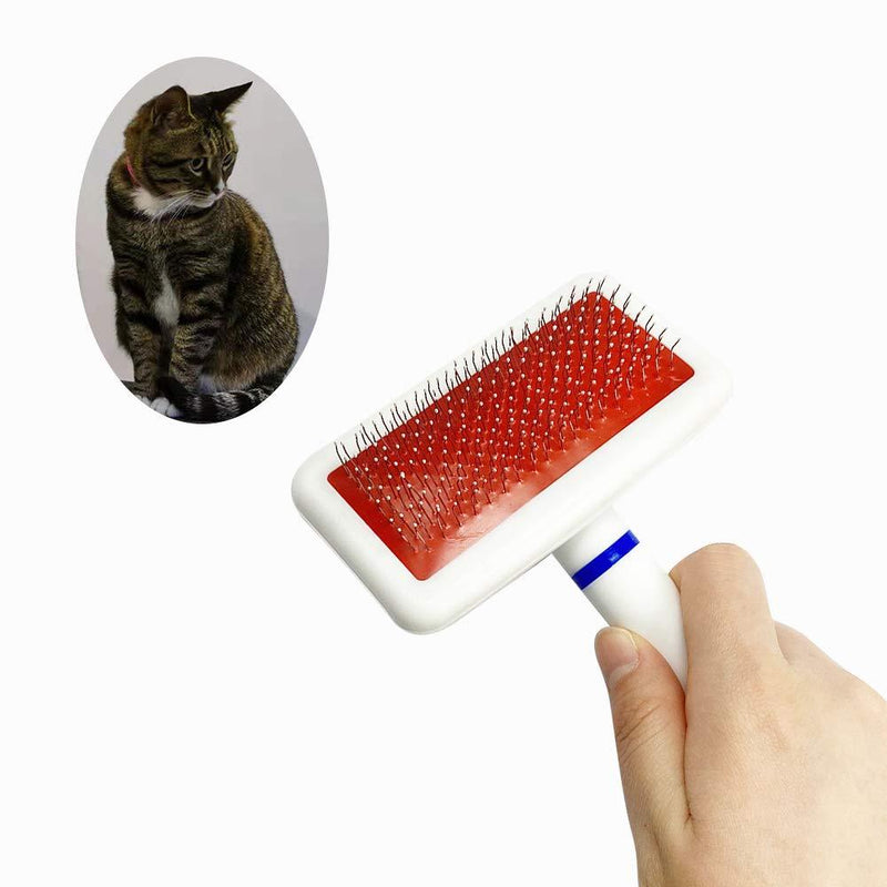 HEYEJET Cat Brushes,Soft Slicker Brush shedding Self Cleaning Pet Grooming Tool for Dog Cat Long,Medium,Short Hair White - PawsPlanet Australia