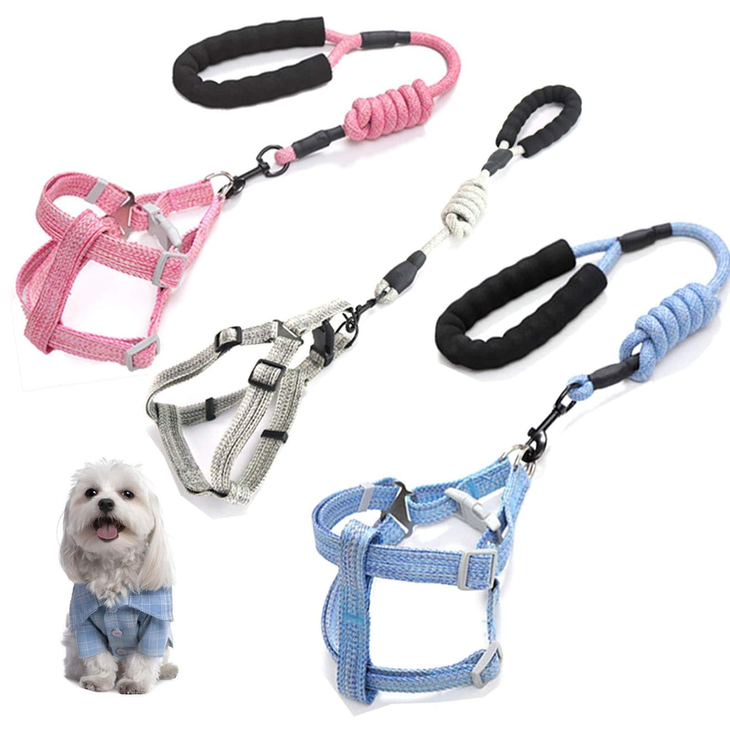 Yueser 3 Pieces Dog Leash Harness Adjustable Vest Harness Leash Set with Sponge Handle Dog Harness Perfect for Daily Training Walking Running (S M L) - PawsPlanet Australia