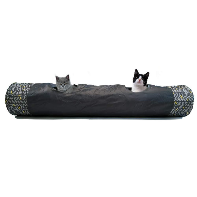 LeerKing Cat Rabbit Tunnel Toy Tube Grey 2 Way 130CM Long Indoor Outdoor Tunnel Tent Hide Seek Tube with Ball for Kitten Bunny and Other Animals - PawsPlanet Australia