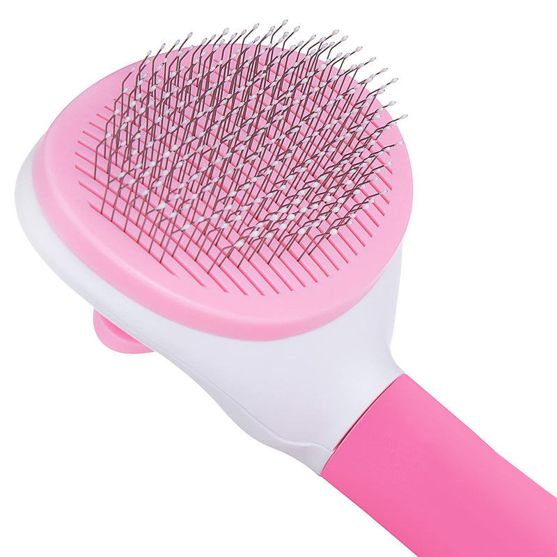 MELLIEX Dog Brush & Cat Brush, Self Cleaning Slicker Pet Grooming Brush, Shedding Grooming Tools for Dogs & Cats with Long or Short Hair Pink - PawsPlanet Australia