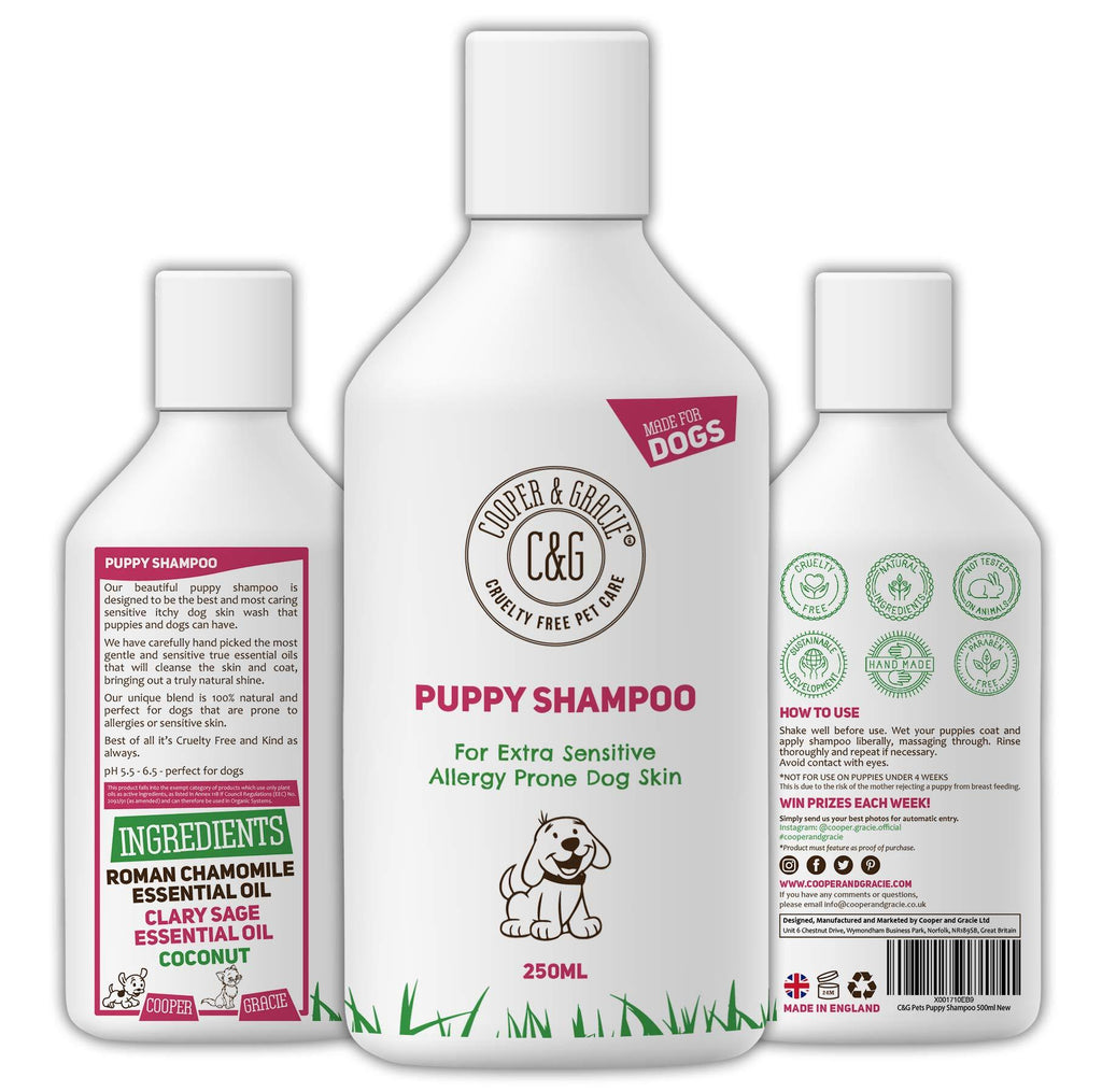 C&G Pets | PUPPY SHAMPOO 500ML | FOR SMELLY DOGS WITH ITCHY SENSITIVE SKIN | MEDICATED CONDITIONER PUPPY SAFE | EFFECTIVE FOR ALLERGY PRONE DOG SKIN | HEALTHY SHINY COAT | NATURAL ESSENTIAL OIL - PawsPlanet Australia