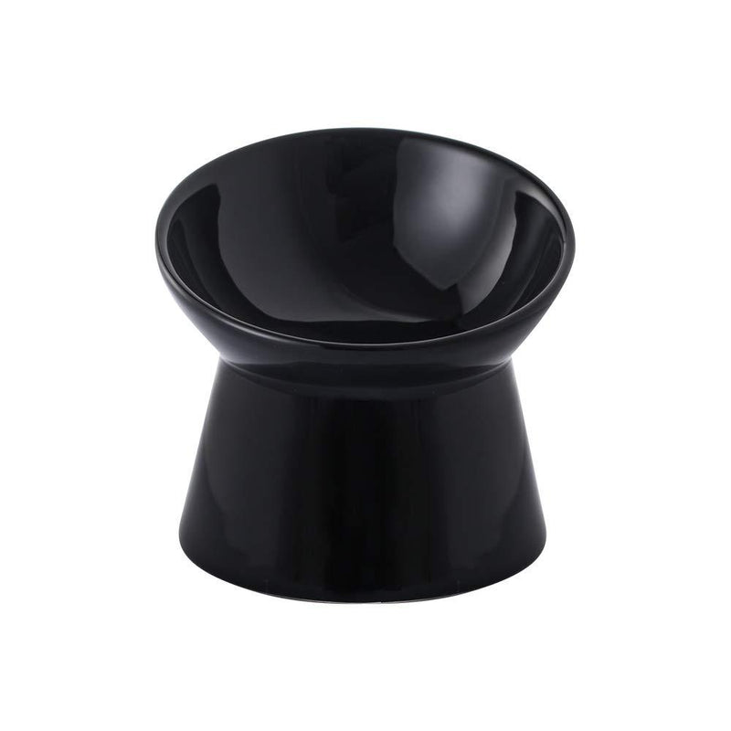 HCHLQLZ Black Small ceramic Raised Cat Bowls, Tilted Elevated Food or Water Bowls, Stress Free, Backflow Prevention, Dishwasher and Microwave Safe, Lead & Cadmium Free - PawsPlanet Australia