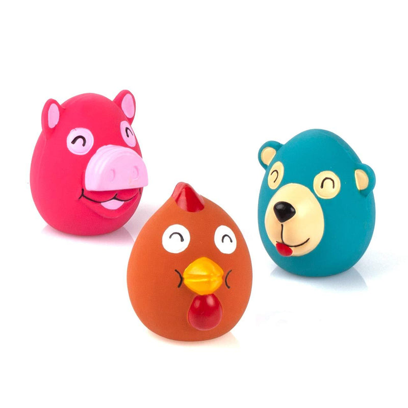 CHIWAVA 3 Pack 2.6 Inch Squeak Latex Dog Toy Animals Cute Face Interactive Play for Small Dogs Assorted Color - PawsPlanet Australia