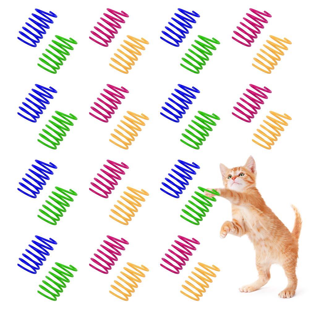 Ledoo 40Pcs Colorful Cat Spring Toys, Cat Toy Spring, Interactive Cat Spring Toys, Plastic Coil Spiral Springs for Cat Kitten Pets Novelty Gift (4 Colors) - PawsPlanet Australia