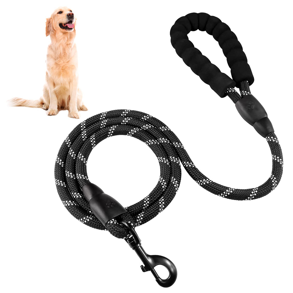 EASTLION Rope Dog Lead Strong with Soft Padded Handle,5FT Dog Training Leash Nylon Durable Reflective Threads for Small Medium Large Dogs(Black) Black - PawsPlanet Australia