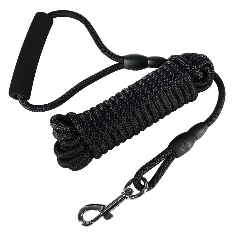 Vivifying Dog Check Cord, 20FT/6M Floatable Long Dog Training Rope with Handle for Beach, Lake (Black) - PawsPlanet Australia