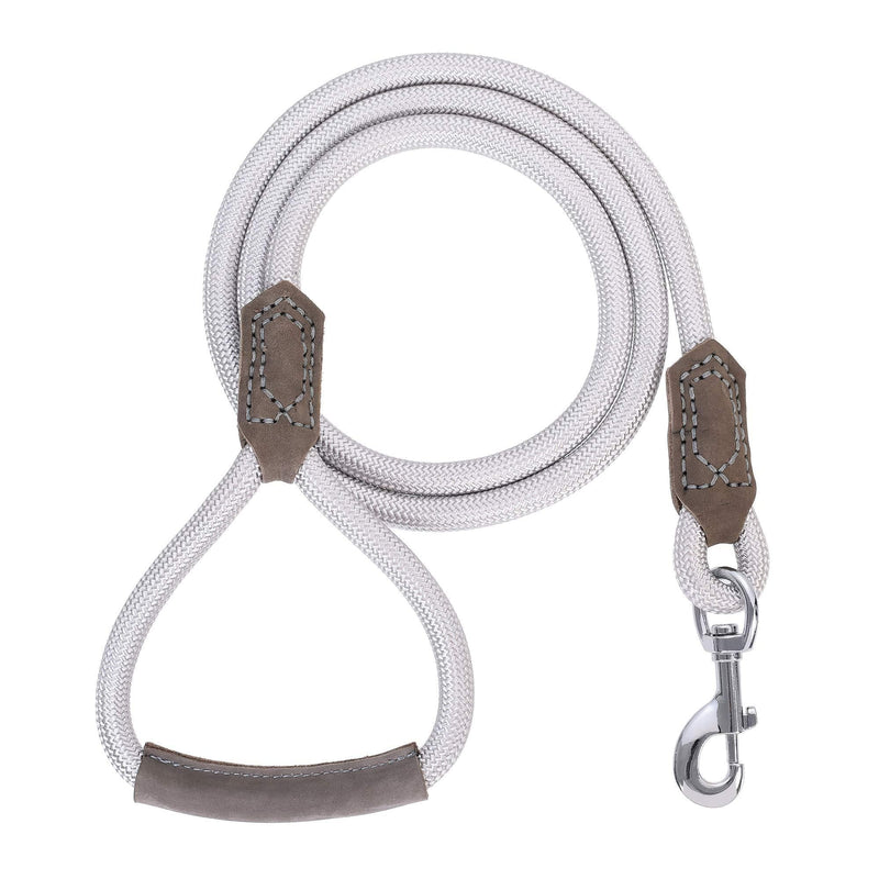 Mile High Life | Premium Leather Dog Leash | Strong Rope Leash | Leather Handle | Stainless Steel Strong Clasp | Small Medium Large Dogs(4 FT, Sliver ) 4 FT - PawsPlanet Australia