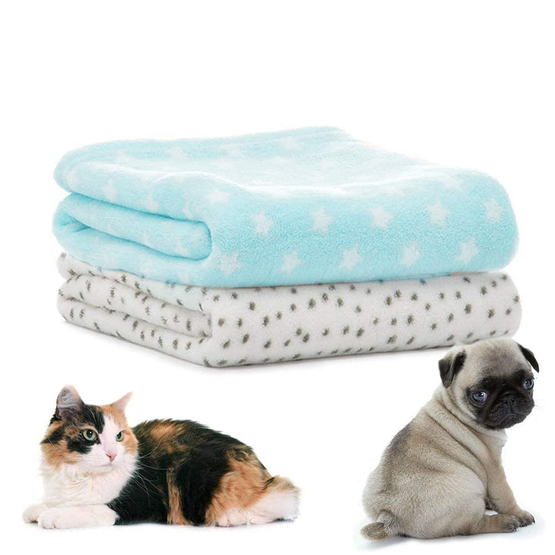 LeerKing 2 Packs Dog Blankets Lightweght Pet Cat Bed Blanket Fleece Flannel Mattress Couch Sofa Crate for small medium large Puppy，30"x 40" Blue&White M - PawsPlanet Australia
