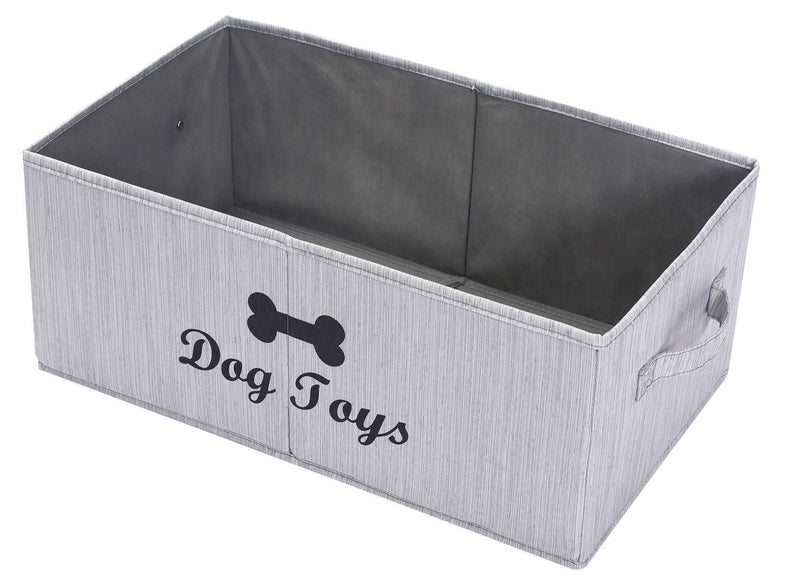 Geyecete largeFoldable Jumbo Fabric Dog Toy Basket Storage Bins Grey Baske Collapsible Organizer Storage Basket with handles-Slub Gray Slub Gray - PawsPlanet Australia