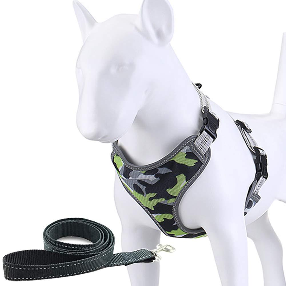 Sweety Moomoo Reflective Dog Harness Puppy Vest and lead set, Chest Girth 33cm-46cm, Adjustable Harnesses for Small Medium Large Dog (XS) XS Green - PawsPlanet Australia
