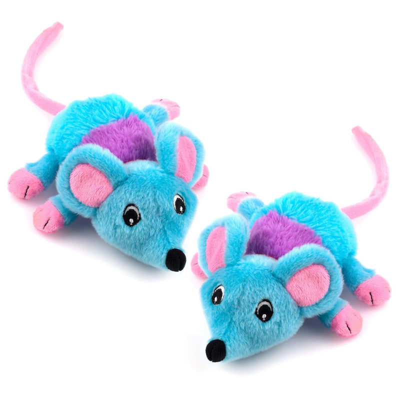 Chiwava 5.9 Inch Removable Catnip Plush Cat Toys Mice with Bell Large Mouse Activity Toy Blue 2 Pack - PawsPlanet Australia