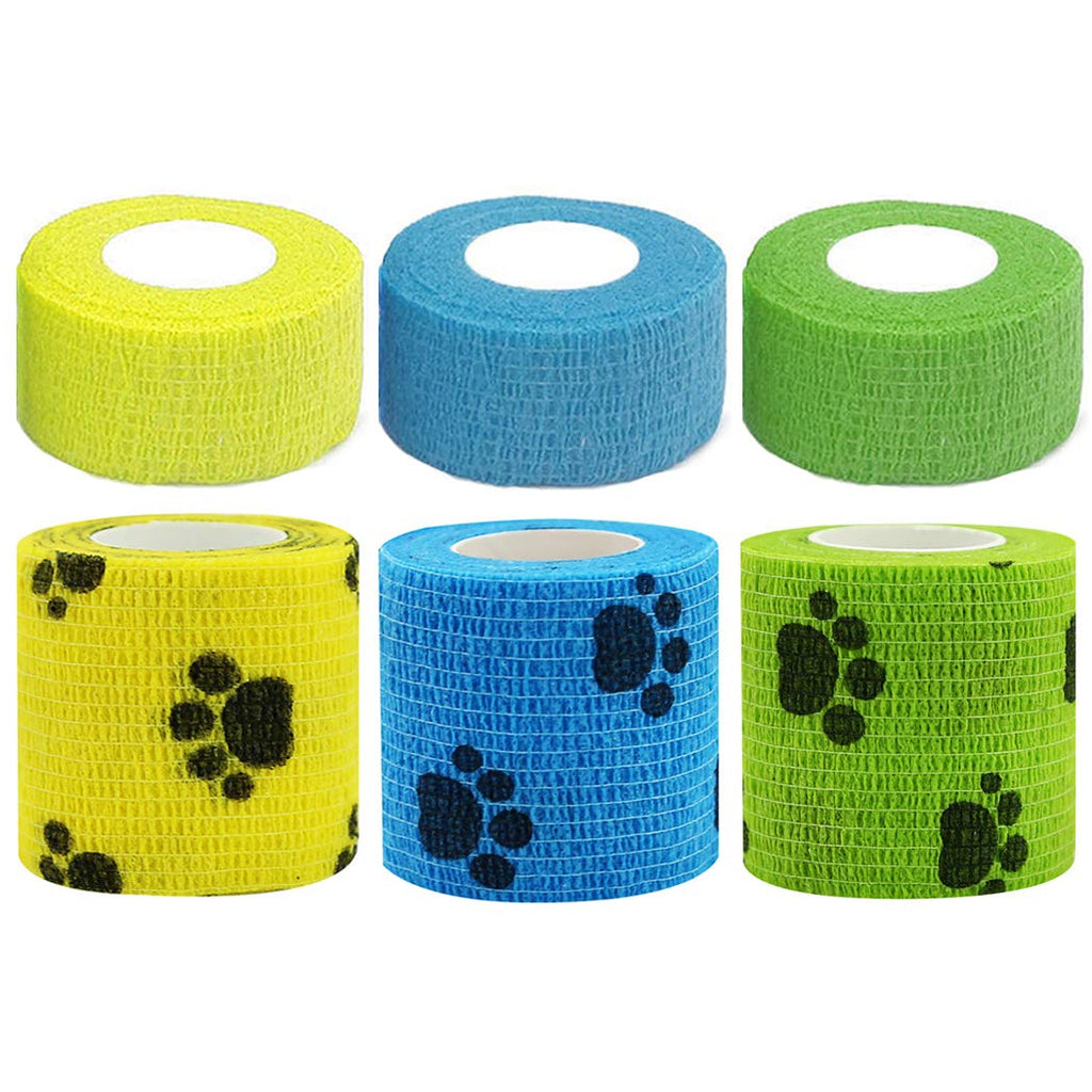 Wendergo 6 Rolls Self Adhering Bandage, Injury Wrap Tape for Cats, Pet Vet Wrap Bulk Stretch Tape for Wrist,Ankle Sprains & Swelling,Supports Muscles and Joints - PawsPlanet Australia