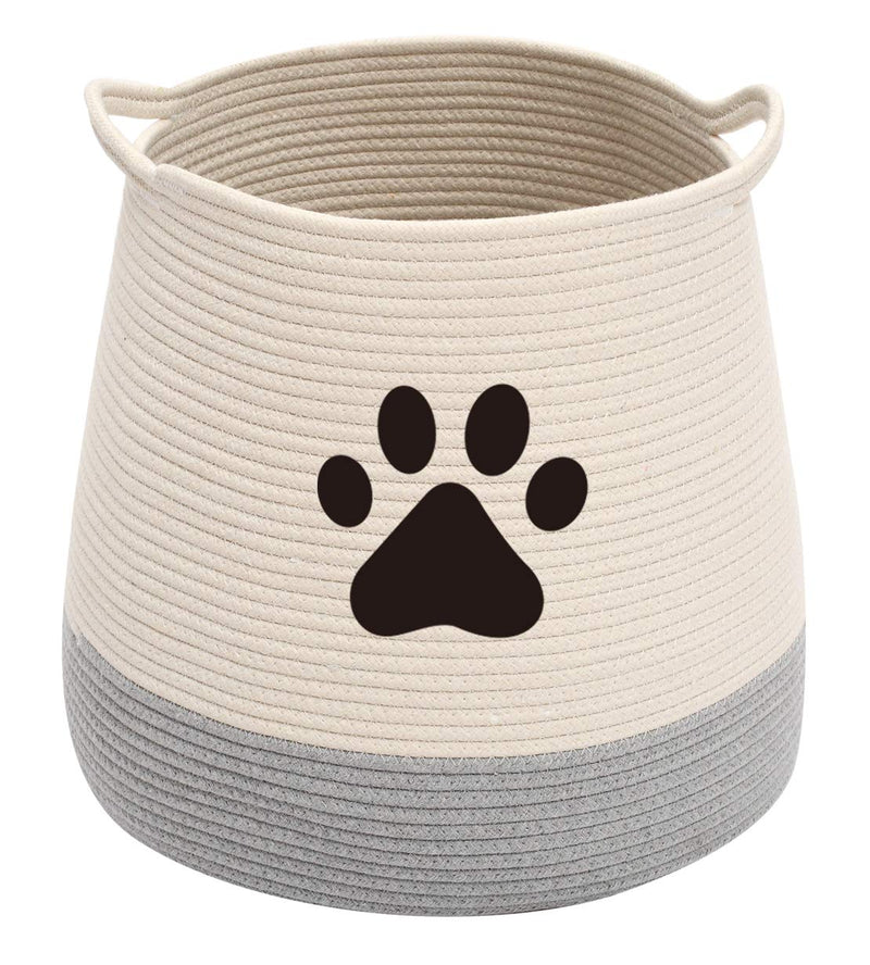 Xbopetda Cotton Rope Storage Basket Dog Toy Organizer Bin Jar Shape Basket for Pet Toy and Accessory - Gray/Beige - PawsPlanet Australia