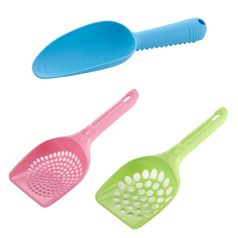 MOCOBO Cat Litter Scoop, Plastic Kitty Litter Pet Shovel Cat Dog Sand Sifter Poop Sieve Cleaning Tool with Food Feeder Shovel Scoop Set Easy to Clean 3 Pack - PawsPlanet Australia