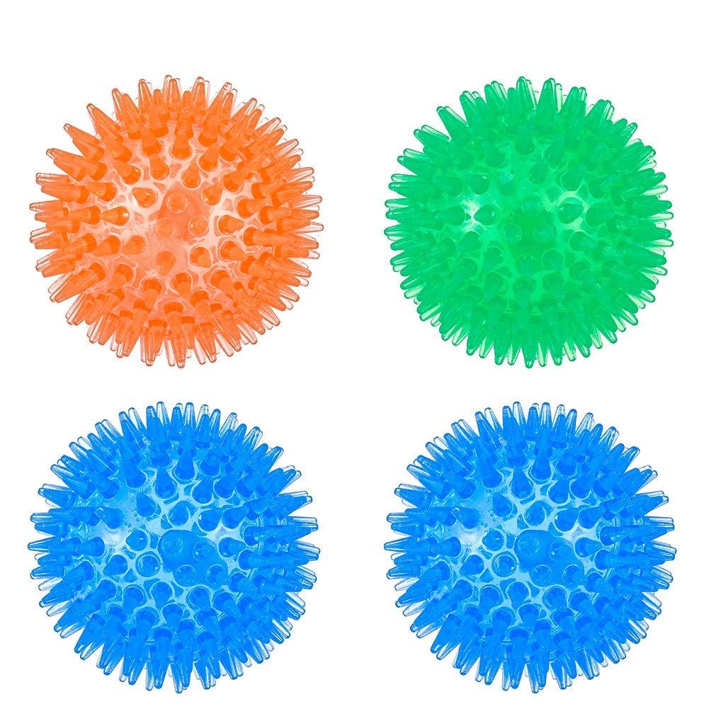 metagio 4 Pack Squeaker Ball Dog Toy, Dogs Chew Spiky Ball, Floatable Dog Pool toy,Toss Fetch Toys for Puppy, Ideal for Medium and Small Dogs Teeth Cleaning Supplies - PawsPlanet Australia