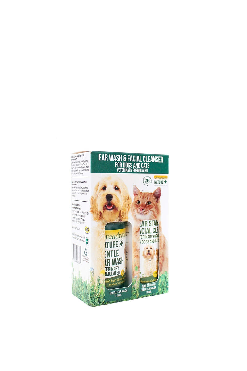 Broadreach Nature + Duo Grooming Care Gentle Ear Wash & Tear Stain Facial Cleanser for Dogs and Cats - PawsPlanet Australia