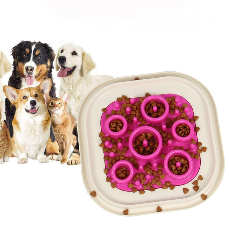 BrilliantDay Dog Slow Bowl Feeder Slow Feed Non-Slip Fun Feeding Bowl Anti-Choking non-slip Bowl/Bloat Stop Dog Food Bowl for Small Medium Large Dogs pink Round - PawsPlanet Australia