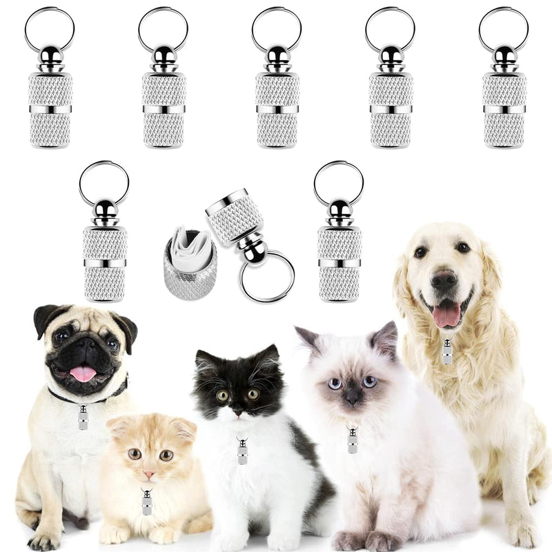 Yangfei 8 Pieces Pet ID Tags, Anti-lost Dog Label Tube Mini Brass Dog Address Tags Silvery Cat ID tag pet ID Barrel with Address Name Phone Information for Dogs Cats Puppy - PawsPlanet Australia