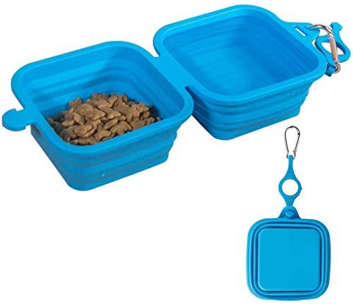 1Pair Collapsible Silicone Pet Bowl, Large Capacity Food Grade Pet Cat Bowl for Outdoors Travelling Camping Hiking, Foldable Dog Feeding Bowl, BPA Free Food Water Feeding Dish with Aluminum Carabiner Blue MAX Capacity:26OZ - PawsPlanet Australia