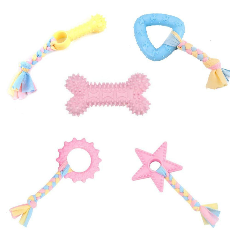 Generies 5PCS Random Puppy Chew Toys Puppy Teething Toys 5 Dog Chew Toys Set Pet Interactive Toys for Small Puppies and Medium Dogs - PawsPlanet Australia
