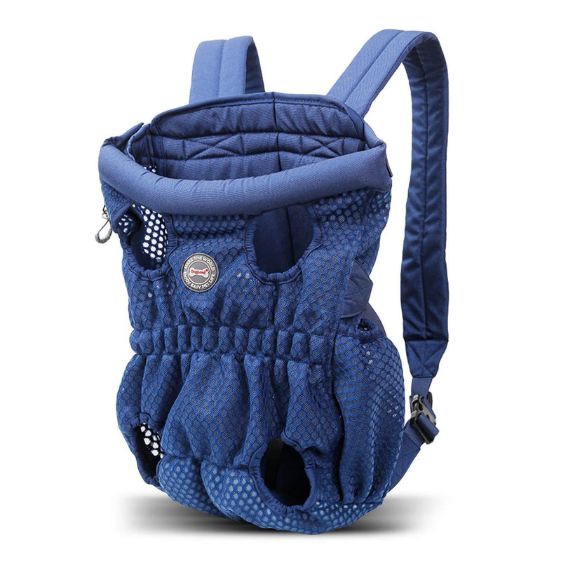 PETCUTE Cat Dog Carrier Backpack Legs Out Front Dog Body Carrier Breathable Cats Hands-Free Pet Rucksack Wide Shoulder Padded straps L (up to 10KG) Blue - PawsPlanet Australia