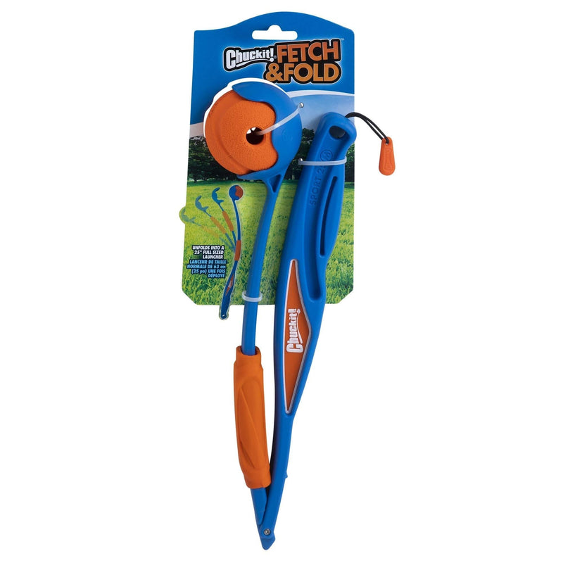 Chuckit! Fetch & Fold Dog Ball Launcher Pick Up and Throw Hands Free Play Convenient Travel Toy With Rubber Fetch Ball Multi - PawsPlanet Australia