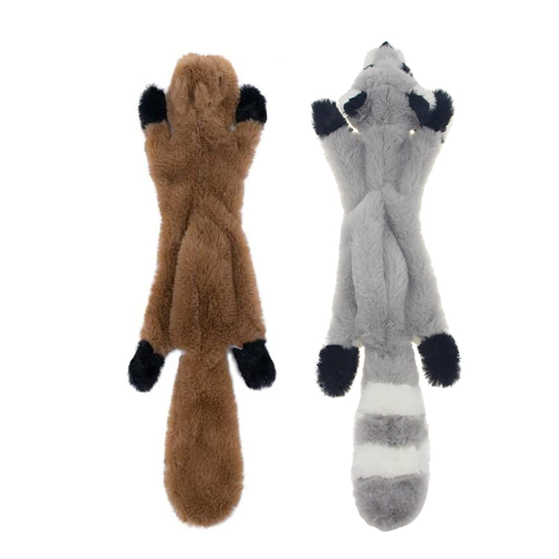 JINYJIA Plush Squeaky Dog Chew Toys, No Stuffing Durable 2 Pack Toys Set, for Puppy Small Medium Dogs Avoid Boredom - Squirrel Raccoon - PawsPlanet Australia