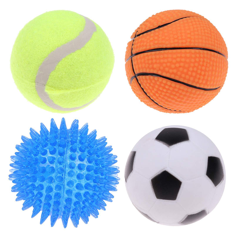 4PCS Dog Toy Balls Different Interactive Puzzle Balls Bite Resistant and Indestructible Dog Training Balls Squeaker Ball&Tennis Ball&Football&IQ Puzzle Chew Ball&Basketball for Small Medium Large Dogs - PawsPlanet Australia