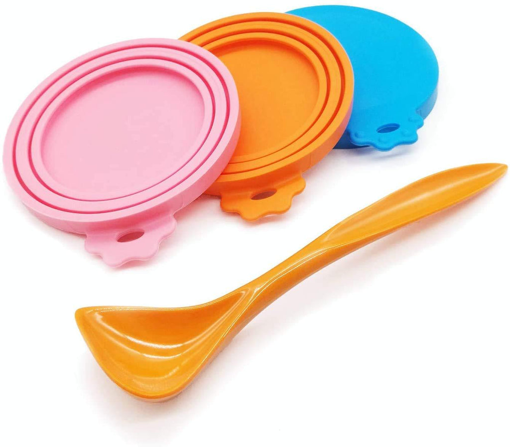 MMBOX Can Covers Universal Silicone Can Lids for Pet Food Cans Fits Most Standard Size Dog and Cat Can Tops BPA Free (3 Pack + Spoon) 3 Pack + Spoon - PawsPlanet Australia