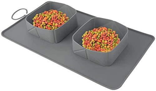MMBOX Collapsible Dog Travel Bowls, Foldable Expandable Silicone Feeding Bowl for Cat, Portable Pet Watering Dish for Traveling, Camping, Hiking, Walking, Large Size (Gray) Gray - PawsPlanet Australia