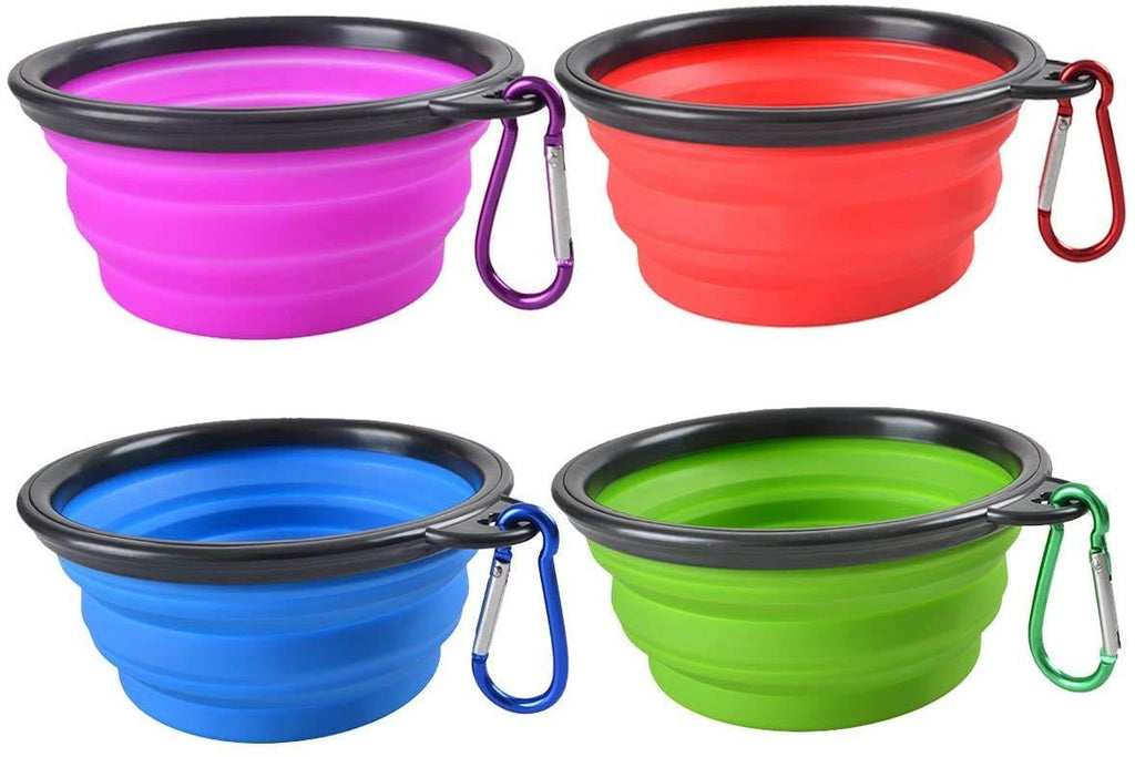 MMBOX Dog/CAT Bowl,Silicone Portable Foldable Water Bowls with Carabiner Clip for Travel (4Pack) 4Pack - PawsPlanet Australia