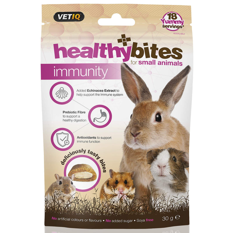 VetIQ HealthyBites for Small Animals Immunity Hamster Treats, 4x 30g, Echinacea Extract Supports Guinea Pig/s or Hamster/s Immune System, Guinea Pig Treats with Added Prebiotic Fibre Aids Digestion - PawsPlanet Australia