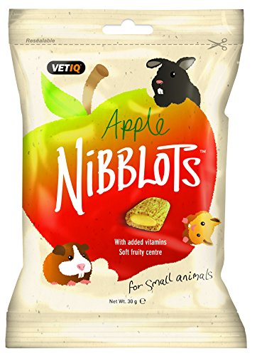 VetIQ Apple Nibblots, 4x 30g, Tasty Hamster Treats with Real Fruit For Your Guinea Pig/s or Hamster/s, Guinea Pig Treats with Added Vitamins, Pet Remedy For Skin & Coat with Rosemary Extract - PawsPlanet Australia