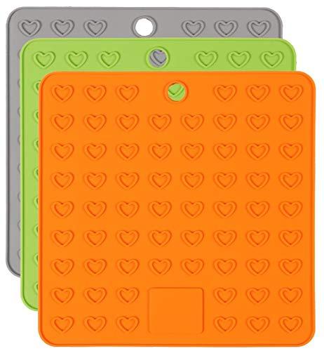 Alternative Hub AH Dog Lick Mat set of 3 1 x Grey, 1 x Orange and 1 x Green - PawsPlanet Australia