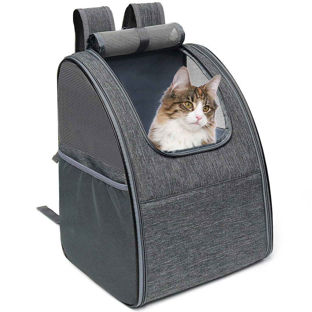 Cosaving Cat Carrier Backpack, Dog Carrier Backpacks Foldable Pet Carrier Backpack for Cats and Small Dogs, Puppy Carrier Bag for Travel Camping Hiking with Open Breathable Mesh and Waist Strap, Grey - PawsPlanet Australia