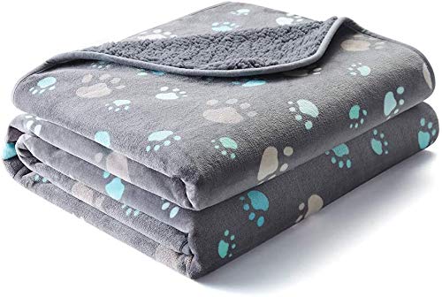 Waterproof Blanket 39 X 27 Inches for Couch, Chairs, Car, or Bed, Machine Washable Triple Layer Tech Waterproof Furniture Protector with Cute Paw Print for Small Medium Large Dogs and Cats Grey 100×70 cm - PawsPlanet Australia