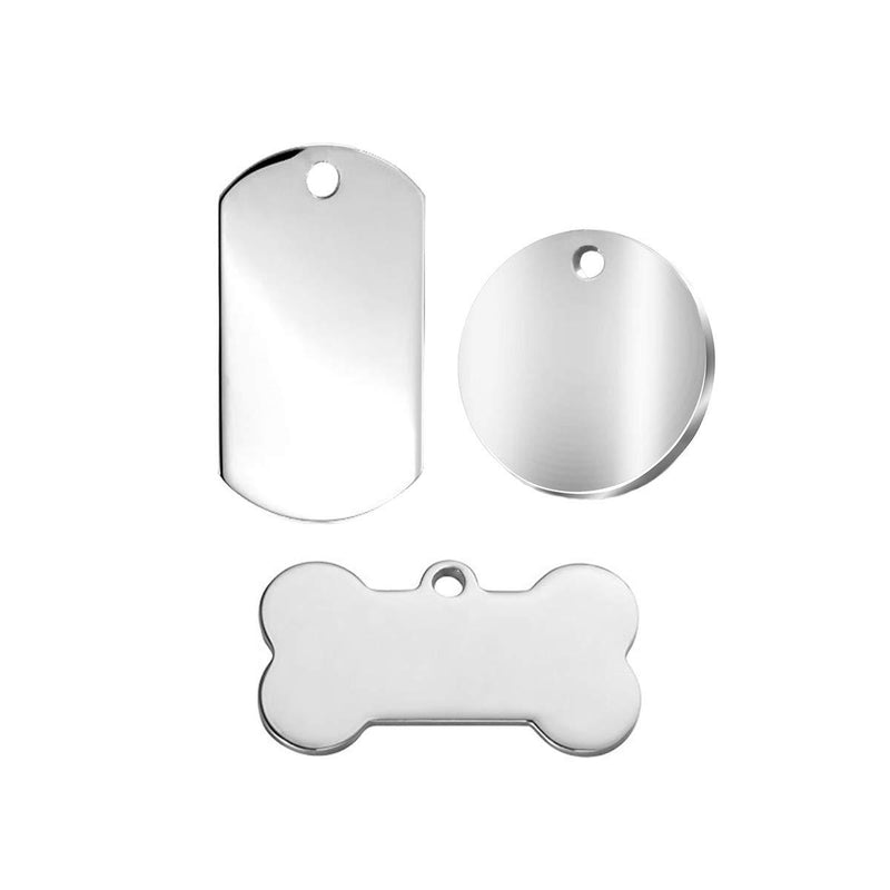 KongJies Dog Tags, 3Pieces Pet ID Tags Stainless Steel Blank No Lettering Tag for Personalised Pet Identity Name Tags, 3 Models - PawsPlanet Australia