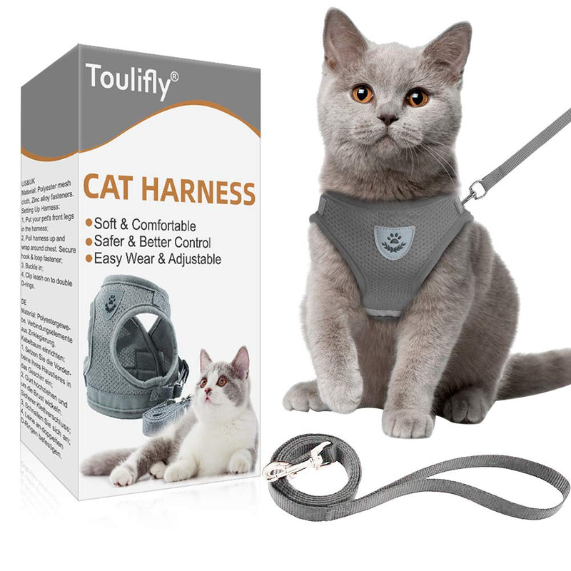Toulifly Cat Harness, Kitten and Puppy Universal Harness with Leash Set, Escape Proof Soft Mesh Adjustable Vest Harnesses, Cat Vest Harness with Reflective Strap (S) S - PawsPlanet Australia