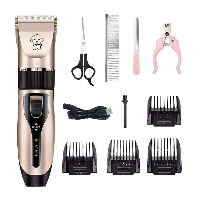 HooMore Electrical Pet Clipper Professional Grooming Kit Rechargeable Pet Cat Dog Hair Trimmer Shaver Cordless Set Animals Hair Cutting Machine Black and Gold - PawsPlanet Australia