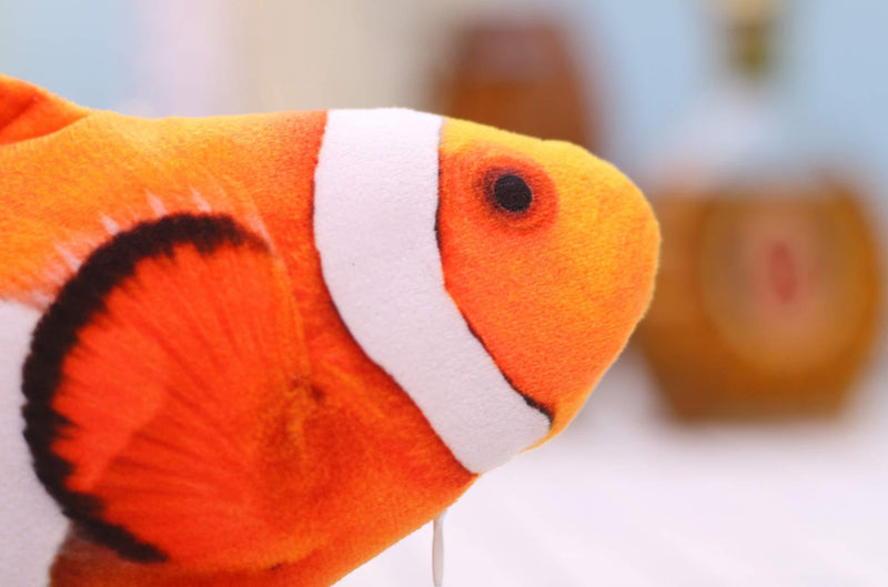 Flopping Fish Cat Toy Electric Moving Cat Clownfish Toy with Catnip for Cat Kitten Biting, Chewing and Kicking Realistic Simulation Interactive Plush Doll Fish with Sensor, USB Recharging 2 - PawsPlanet Australia