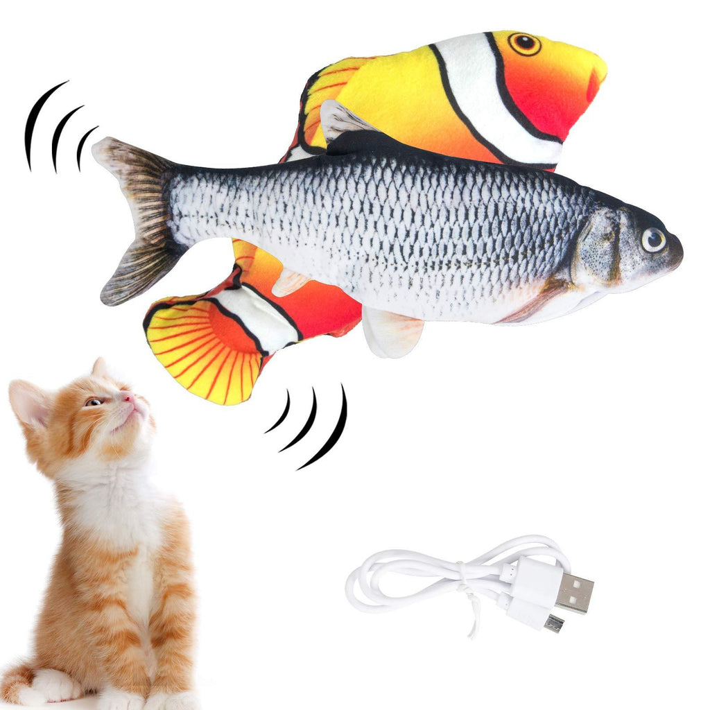 Hywean 2 Pack Catnip Fish Toys for Cats, Realistic Plush Funny Fish Toys Chew Simulation Interactive Toys for Indoor Cats Pets Kitten, Perfect for Biting, Chew and Kicking 1 Black/Red - PawsPlanet Australia