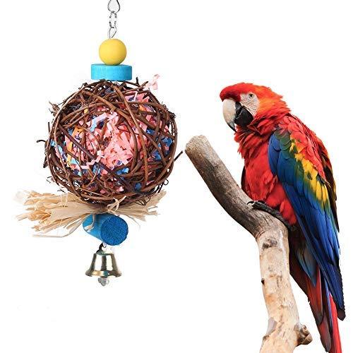 Atyhao Parrot Bird Toys Hand Hanging Bird Toys Rattan Ball Parrot Chew Toys Parrot Cage Toy for Ara Parakeet - PawsPlanet Australia