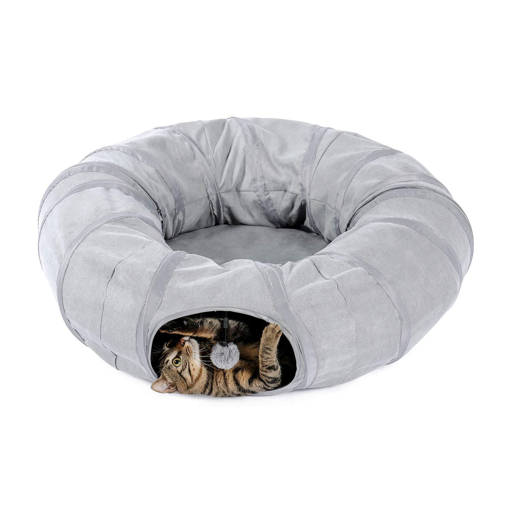 PAWZ Road cat tunnel cat toy dog tunnel donut circle shape foldable removable gray - PawsPlanet Australia