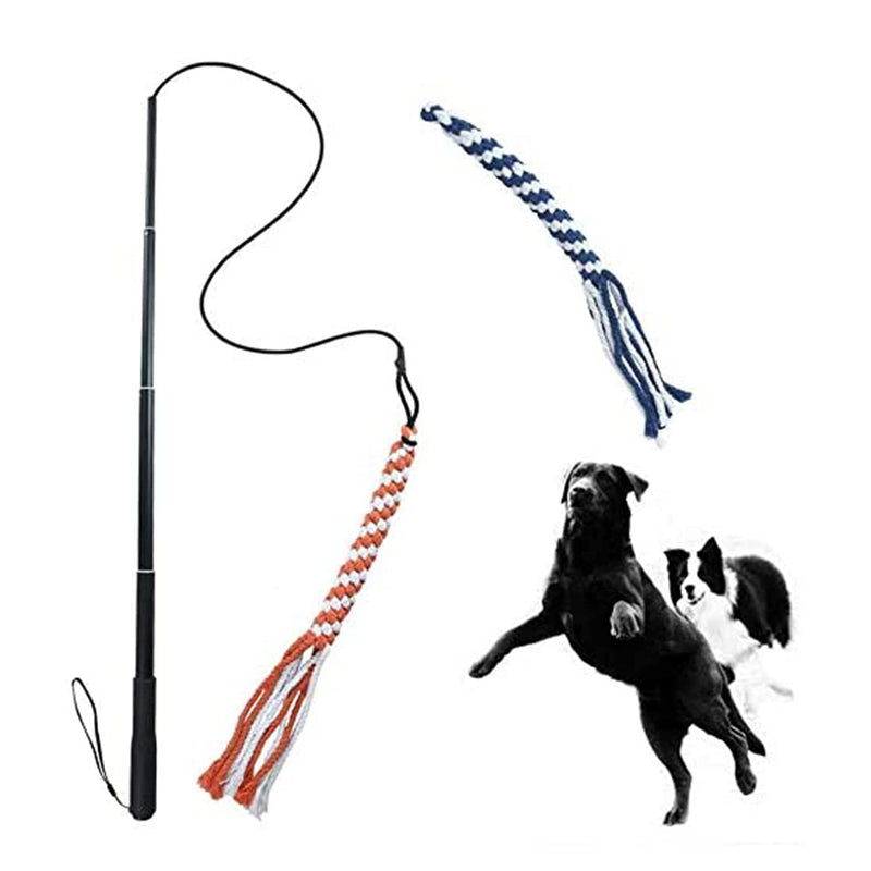 ASOCEA Dog Extendable Teaser Wand Pet Flirt Stick Pole Puppy Chasing Tail Interactive Toy for Small Medium Dogs Training Playing Exercise - PawsPlanet Australia