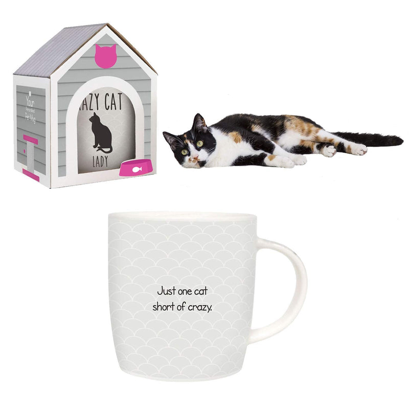 Splosh Precious Pets Mug Collection – Crazy Cat Lady, Grey and Black Ceramic Mug with Pet Silhouette, Gift Boxed, Dishwasher Safe - PawsPlanet Australia