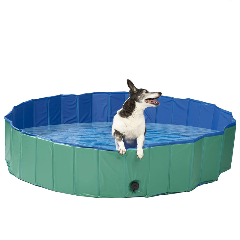 Pet Mania - XL Green Foldable Pet Swimming Paddling Pool for Dogs - 160x30cm - PawsPlanet Australia